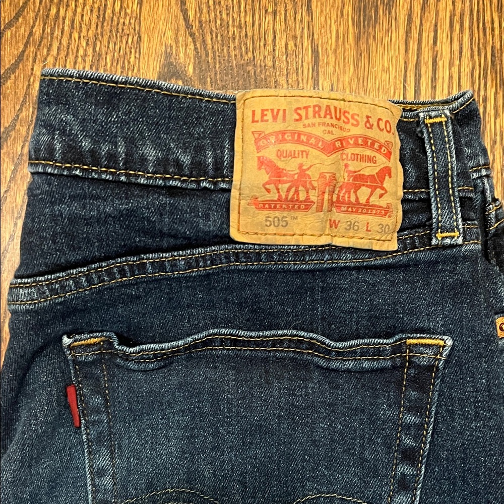 Levi's Dark Indigo 505 Straight Jeans - Picture 2 of 3